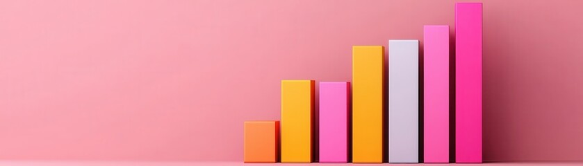 Poster - A colorful bar graph on a pink background, representing growth and progress in data visualization.