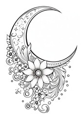 Wall Mural - half moon sketch pattern drawing.