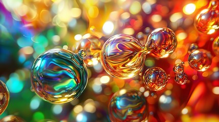 Bright abstract background with glass lenses of different colors. Dynamic and visual background