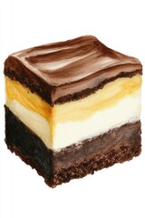 Wall Mural - National Cream Cheese Brownie Day Decadent layered chocolate and cream dessert for culinary art and design