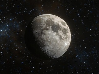 Wall Mural - majestic moon cratered surface cosmic starscape night sky