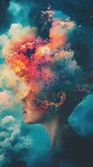 Wall Mural - Cosmic Woman: A Surreal Portrait of the Mind