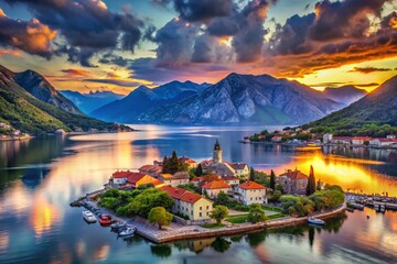 Wall Mural - Surreal Kotor Bay: Dreamlike Adriatic Sea & Majestic Mountains