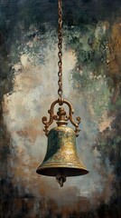 Wall Mural - Ancient Hanging Bell: A Painting of Faith and Tranquility