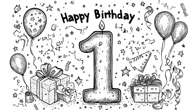 Celebrating of 1 years birthday vector