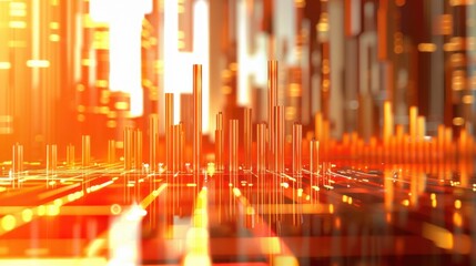 Poster - digital abstract background with glowing lines and structures