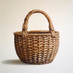 Wall Mural - Rustic Wicker Basket: A Still Life Painting