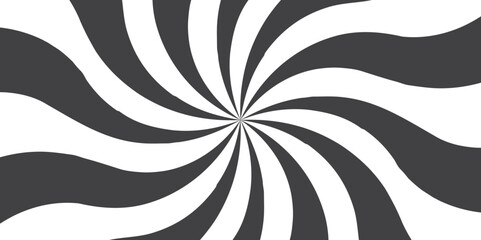 Poster - Monochromatic Swirling Spiral Pattern. Abstract Grey and White Hypnotic Design for Creative Backgrounds and Modern Art Concepts. sun beam vector banner design and comic burst concept