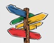 © Naturalis - Colorful wooden signpost indicates multiple directions