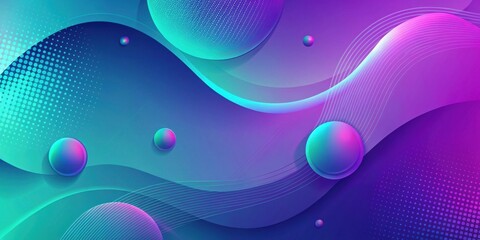 Leinwandbilder - Abstract Purple and Teal Gradient Background with Spheres and Lines