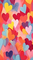 Canvas Print - Colorful heart painting pattern confectionery.