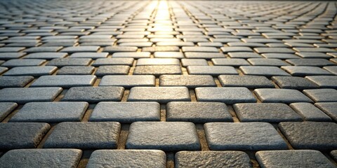 Poster - Illuminated Stone Pavement Path A Detailed View of Interlocking Rectangular Paving Stones