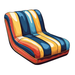 Poster - A colorful striped inflatable lounge chair perfect for summer relaxation by the pool or beach.