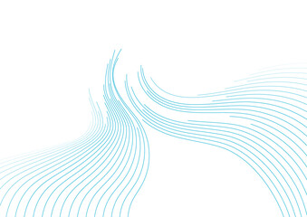 Poster - Blue minimal wavy lines abstract futuristic tech background. Vector digital design