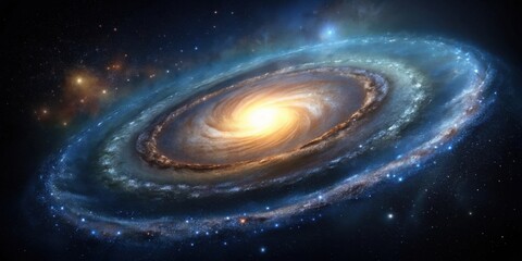 Wall Mural - a vibrant spiral galaxy with a bright core, cosmic dust, and distant stars swirling in the vast expa