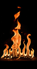 Poster - flames on a black background . Generative AI