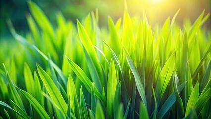 Poster - Vibrant Green Blades of Grass Illuminated by Sunlight