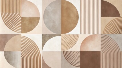 Fototapete - Abstract Geometric Pattern in Earthy Tones A Modern Art Wall Decor Design