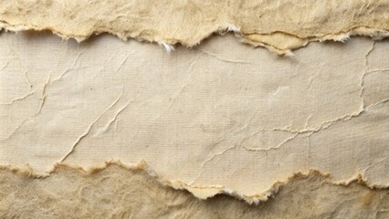 Aufkleber - Textured Beige Paper with Ragged Edges and Creases