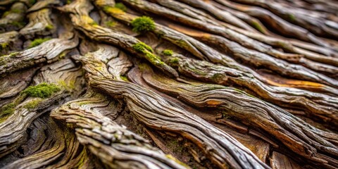 Poster - Intricate Wood Texture  Aged, Moss-Covered, Wooden Surface Details