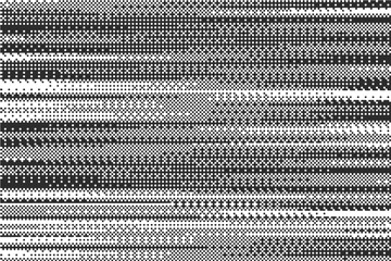 Poster - Striped bitmap pattern background with pixel texture. Retro computer game graphic. Abstract noisy effect halftone digital bg. Vector glitch spackle fade wallpaper