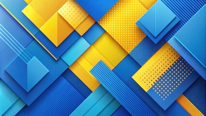 Aufkleber - Abstract Geometric Design Featuring Vibrant Blue and Yellow Shapes