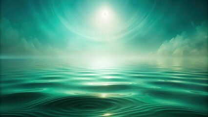 Poster - Serene Teal Waters Reflecting a Bright Celestial Orb in a Misty Atmosphere