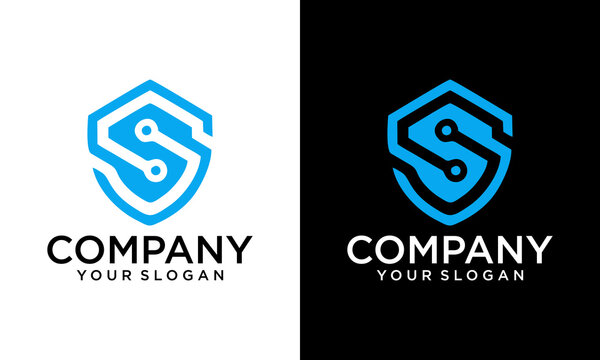 Abstract linear letter initial SC CS shield logo icon design modern minimal style illustration vector