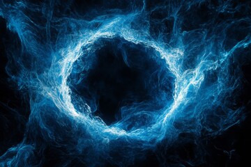 Poster - Colorful flame and electric blue circle creating a dynamic visual effect in a dark background environment	
