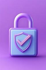 Poster - 3D app icon of a secured lock with a checkmark shield