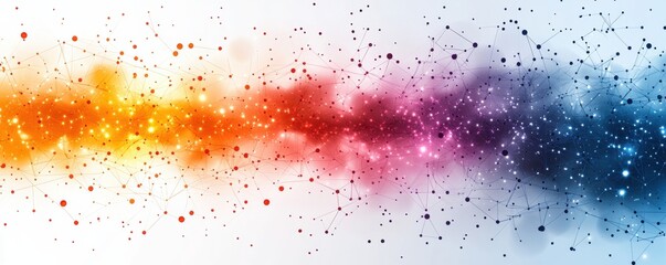 Poster - Colorful abstract network of interconnected particles and lines