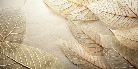 Poster - Elegant Beige Leaf Skeleton Arrangement on Textured Surface