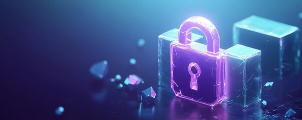 Poster - Purple lock symbolizing digital security and data protection