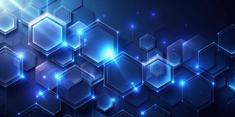 Leinwandbilder - Abstract Hexagonal Network Glowing Blue Futuristic Technology Background