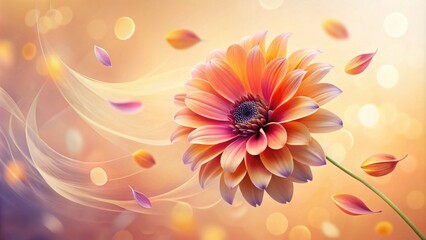 Aufkleber - A vibrant autumnal bloom, petals gently drifting on a soft breeze, amidst a bokeh background