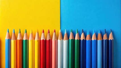 Poster - A Row of Colorful Pencils on a Two-Toned Background