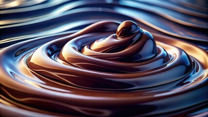Poster - Swirling Chocolate A Visually Appealing Abstract of Smooth, Rich, Dark Molten Chocolate Texture