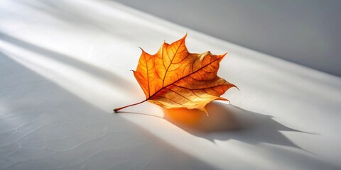 Fototapete - Single Dried Autumn Leaf on a Light Surface in Sunlight
