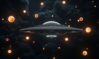 Poster - Futuristic UFO in a starry atmosphere