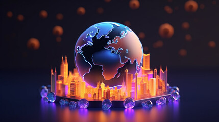 Poster - earth, high speed data transfer and cyber technology, information exchange and international telecom