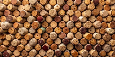Aufkleber - A Collection of Varied Wine Corks Arranged in a Close-Up Texture Shot
