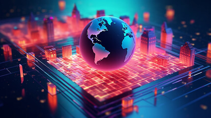 Poster - Digital cyber era technology concept Human hand touching interconnected polygons of massive amounts of data glowing on a dark blue background 