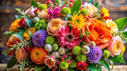 Wall Mural - Fresh cut flowers in a beautiful bouquet arrangement with colorful blooms and lush greenery , bouquet, blooms,  bouquet