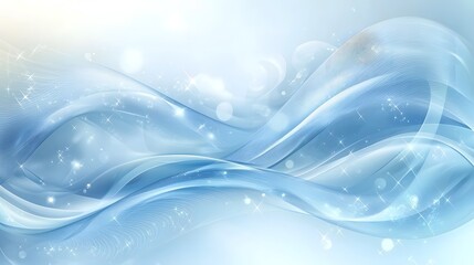 Poster - Elegant and sophisticated blue and white gradient background with flowing dynamic waves and a serene tranquil atmosphere  This modern digital artwork has a clean