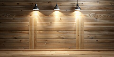 Poster - Illuminated Wooden Wall with Floor and Pendant Lights