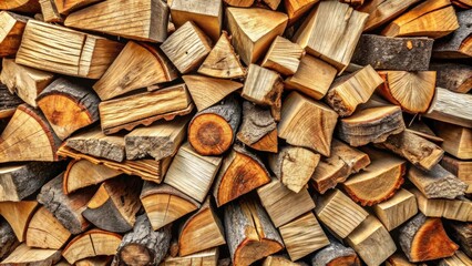 Poster - A Stack of Rustic, Dried Wood Logs Ready for Winter