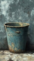 Wall Mural - Rustic Vintage Metal Bucket Still Life Photography