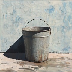 Wall Mural - Rustic Metal Bucket: A Still Life Study