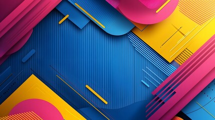Poster - vibrant and dynamic geometric abstract background with overlapping shapes layers and a colorful mode