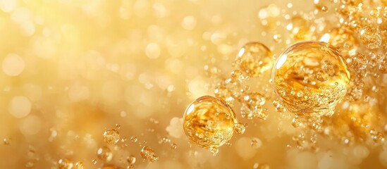 Poster - Golden Abstract Background with Blurred Bubbles Ideal for Promotions Discounts Sales Featuring Space for Custom Text and Branding